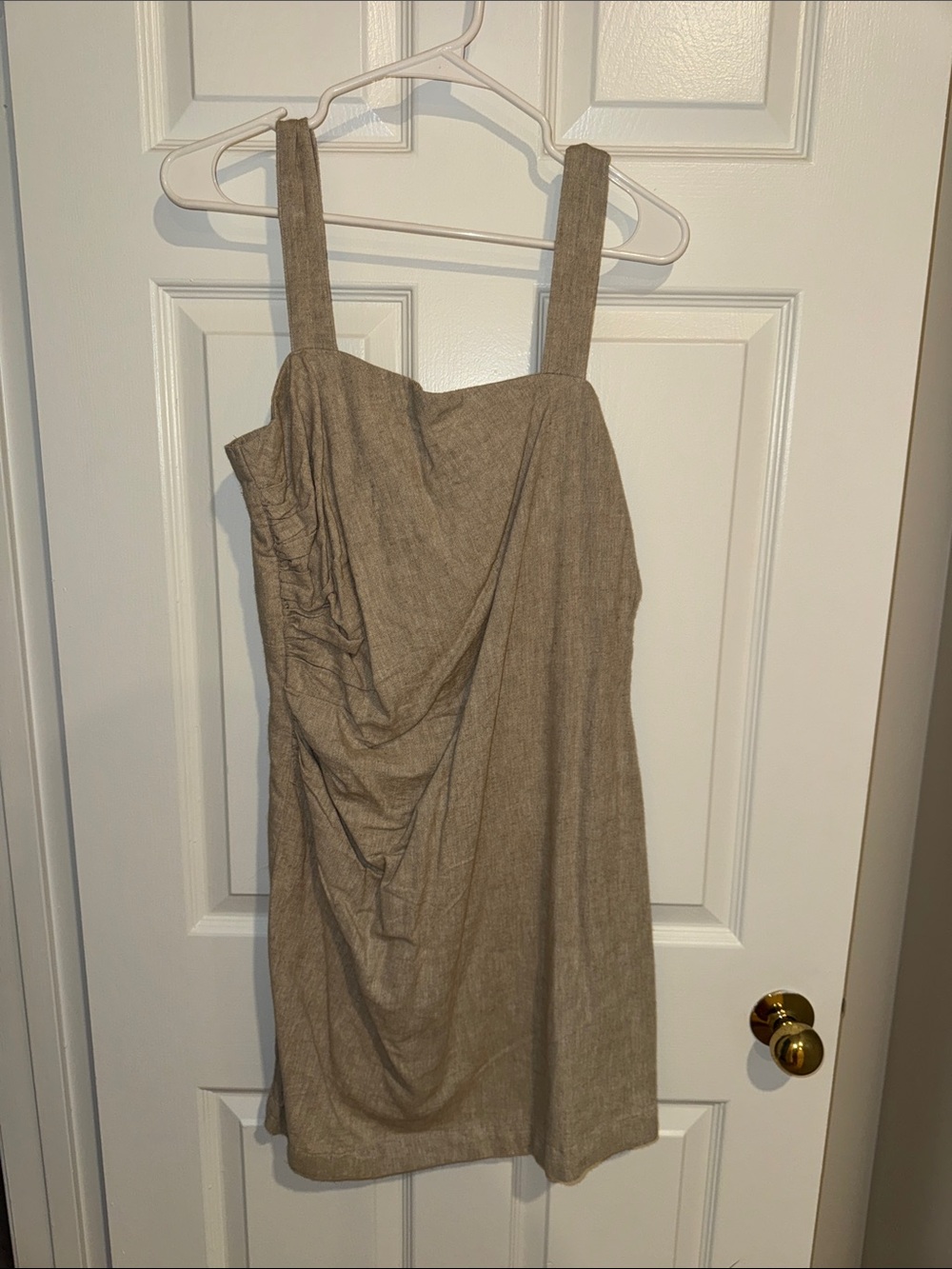 Abercrombie & Fitch Beige Ruched Mini Dress